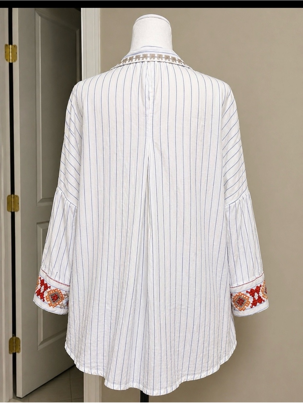 Johnny Was XXL Embroidered Boho Peasant Top Tunic Striped Floral Festival - Picture 3 of 7
